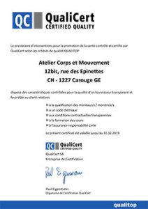 Certification Qualicert Pilates Genève